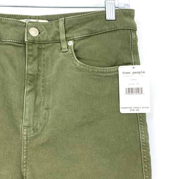 Free People We The Free High Rise Jegging Jeans Womens Sz 31 Army Green NEW - Picture 4 of 8